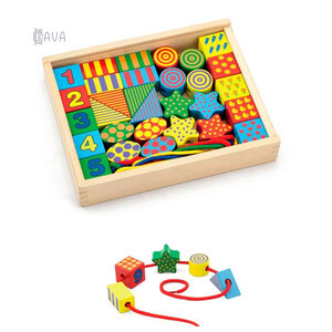 Розвивальні іграшки: Дерев'яна шнурівка «Веселі фігурки», Viga Toys