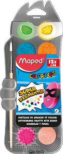 Товары для рисования: Краски акварельные Maped Color Peps (12 цветов + кисточка), Maped