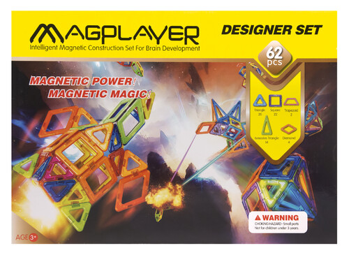 Магнітні конструктори: Конструктор магнітний 62 од. (MPB-62) MagPlayer