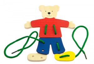 Розвивальні іграшки: Шнурівка Ведмідь з одягом Goki