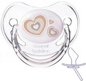Пустушки та соски: Пустышка Newborn baby силиконовая симметрическая, белая с сердечками, 0-6 мес, Canpol babies