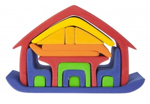 Ігри та іграшки: Конструктор дерев'яний — Все в будинку (червоний) Nic