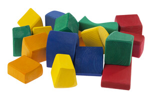 Кубики, пірамідки і сортери: Конструктор дерев'яний — Великий кольоровий (17 ел.) Nic
