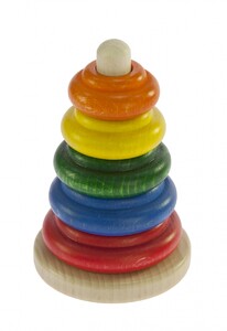 Розвивальні іграшки: Пірамідка дерев'яна класична різнобарвна Nic