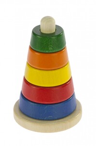 Пирамидка деревянная коническая разноцветная Nic