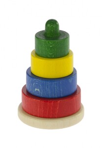 Развивающие игрушки: Пирамидка деревянная этажная разноцветная Nic