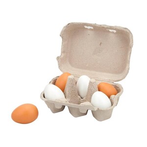 Игрушечная посуда и еда: Игрушечные продукты Viga Toys Деревянные яйца в лотке, 6 шт.