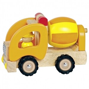 Будівельна техніка: Машинка дерев'яна Бетономішалка (жовта) Goki