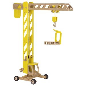 Ігри та іграшки: Машинка дерев'яна Будівельний кран (жовтий) Goki