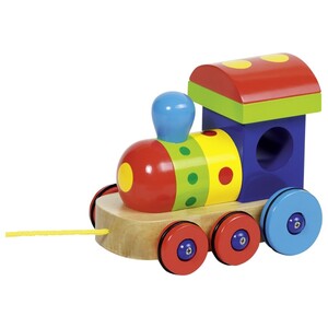 Розвивальні іграшки: Дерев'яна каталка Локомотив Барселона Goki