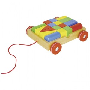 Розвивальні іграшки: Конструктор дерев'яний Будівельні блоки з візком Goki