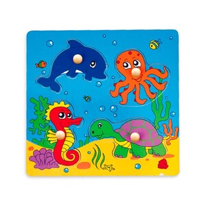 Игры и игрушки: Деревянная рамка-вкладыш Viga Toys Морские обитатели 4 эл.