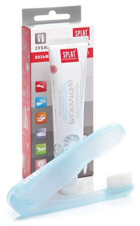 Зубные пасты, щетки и аксессуары: Дорожный набор Биокальций, зубная паста (40 мл) и складная щетка, Splat