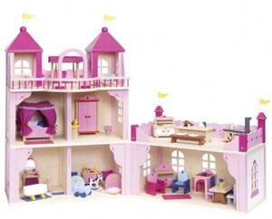 Домики и мебель: Кукольный домик Замок 2 этажа, закрывающийся Goki