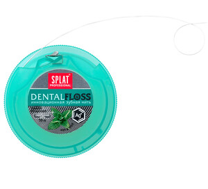 Тонкая зубная нить Dental Floss с волокнами серебра, мятная, Splat