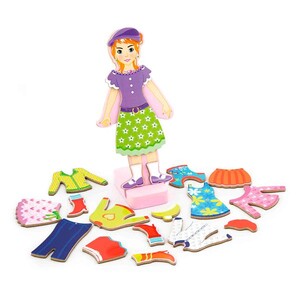 Пазли і головоломки: Набір магнітів Viga Toys Гардероб дівчинки