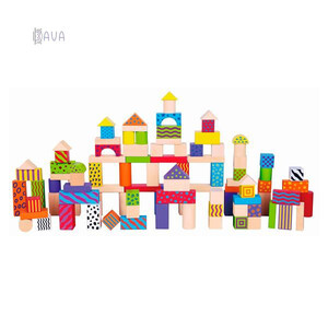 Конструктори: Дерев'яні кубики «Візерункові блоки» 100 шт., 3 см, Viga Toys
