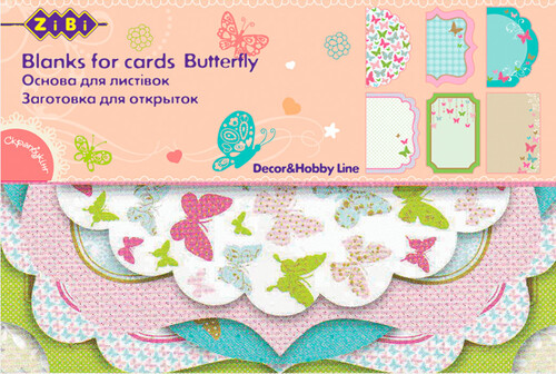 Аплікації та декупаж: Заготовка для открыток Butterfly (10.2 ? 15.3 см), ZiBi