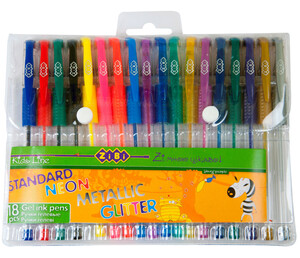 Ручки і маркери: Набор гелевых ручек STANDARD+NEON+GLITTER+METALLIC, 18 цветов, KIDS Line, ZiBi
