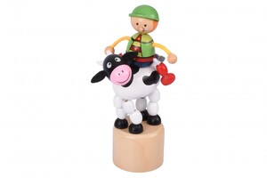 Фігурки: Іграшка: натисни і тряси — Корівка з вершником Goki