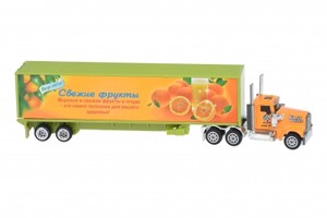 Міська та сільгосптехніка: Машинка Diecast Тягач з причепом (апельсин) Same Toy