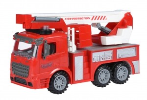 Спасательная техника: Машинка инерционная Truck Пожарная машина с подъемным краном со светом и звуком Same Toy