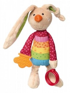 Тварини: М'яка іграшка Кролик з брязкальцем (26 см) Sigikid
