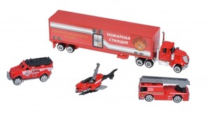 Машинки: Набір машинок Diecast Вантажівка з пожежними Same Toy