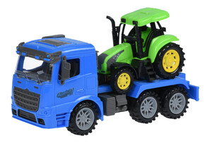 Машинки: Машинка інерційна Truck Тягач (синій) з трактором Same Toy