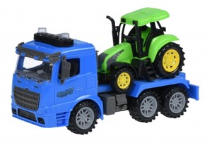 Ігри та іграшки: Машинка інерційна Truck Тягач (синій) з трактором зі звуком і світлом Same Toy