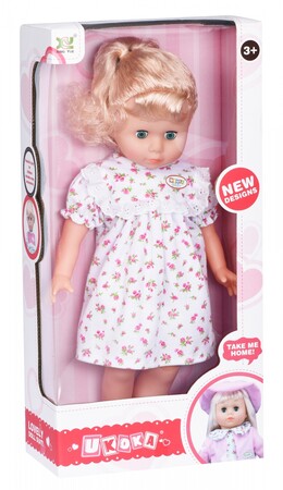 Куклы: Кукла белое платье в розовый цветочек (45 см)