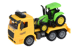 Машинки: Машинка інерційна Truck Тягач (жовтий) з трактором зі звуком і світлом Same Toy
