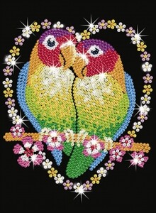 Аплікації та декупаж: Набір для творчості BLUE Love Birds Sequin Art
