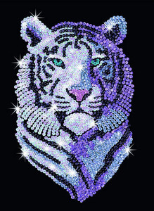 Аппликации и декупаж: Набор для творчества BLUE Snow Tiger Sequin Art