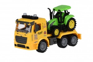 Машинка інерційна Truck Тягач (жовтий) з трактором зі світлом і звуком Same Toy