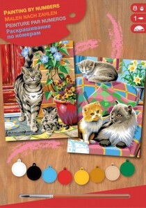 Дневники, раскраски и наклейки: Набор для творчества PAINTING BY NUMBERS JUNIOR-PAIRS Cats Sequin Art