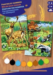 Щоденники, розмальовки та наліпки: Набір для творчості PAINTING BY NUMBERS JUNIOR-PAIRS Woodland Animals Sequin Art