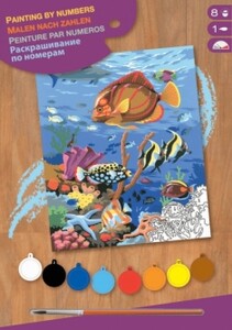 Дневники, раскраски и наклейки: Набор для творчества PAINTING BY NUMBERS JUNIOR Coral Scene Sequin Art