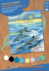 Дневники, раскраски и наклейки: Набор для творчества PAINTING BY NUMBERS JUNIOR Dolphins Sequin Art