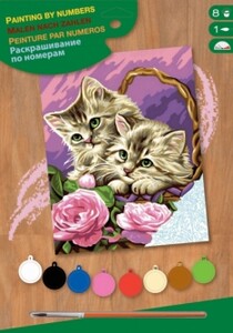 Дневники, раскраски и наклейки: Набор для творчества PAINTING BY NUMBERS JUNIOR Floral Kittens Sequin Art