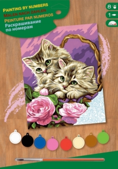 Товари для малювання: Набір для творчості PAINTING BY NUMBERS JUNIOR Floral Kittens Sequin Art