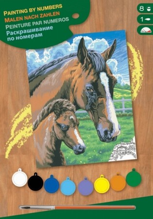 Дневники, раскраски и наклейки: Набор для творчества PAINTING BY NUMBERS JUNIOR Horse and Foal Sequin Art