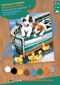 Дневники, раскраски и наклейки: Набор для творчества PAINTING BY NUMBERS JUNIOR Puppies and Ducks Sequin Art