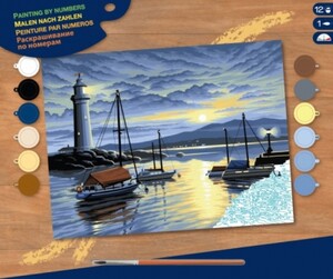 Щоденники, розмальовки та наліпки: Набір для творчості PAINTING BY NUMBERS SENIOR Harbour at Sunrise Sequin Art