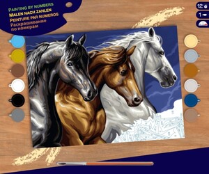 Щоденники, розмальовки та наліпки: Набір для творчості PAINTING BY NUMBERS SENIOR Wild Horses Sequin Art