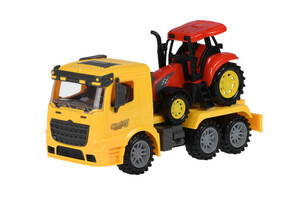 Машинки: Машинка инерционная Truck Тягач (желтый) с трактором Same Toy