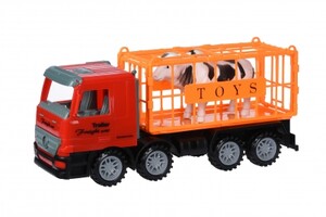 Міська та сільгосптехніка: Машинка інерційна Super Combination Вантажівка (червоний) для перевезення тварин Same Toy