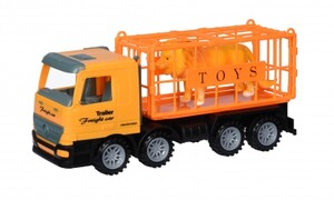 Машинки: Машинка інерційна Super Combination Вантажівка (жовтий) для перевезення тварин Same Toy