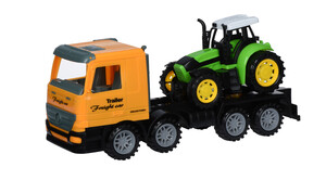 Городская и сельская техника: Машинка инерционная Super Combination Тягач желтый с трактором Same Toy