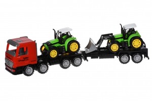 Машинки: Машинка инерционная Super Combination Тягач (красный) с трактором и бульдозером Same Toy